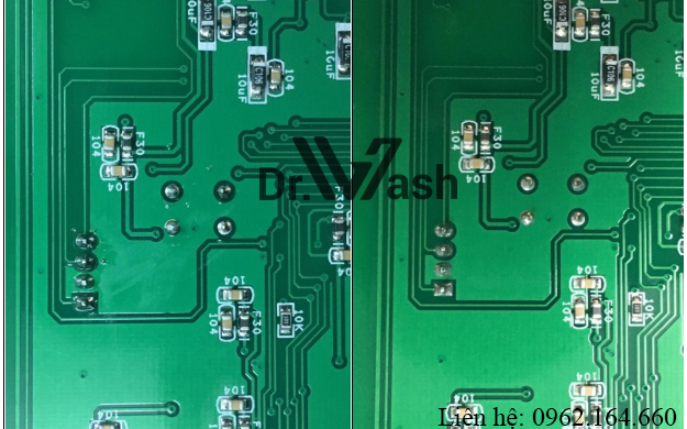 Kết quả rửa PCB với Hydron SE230A bằng máy rửa sóng âm Drwash